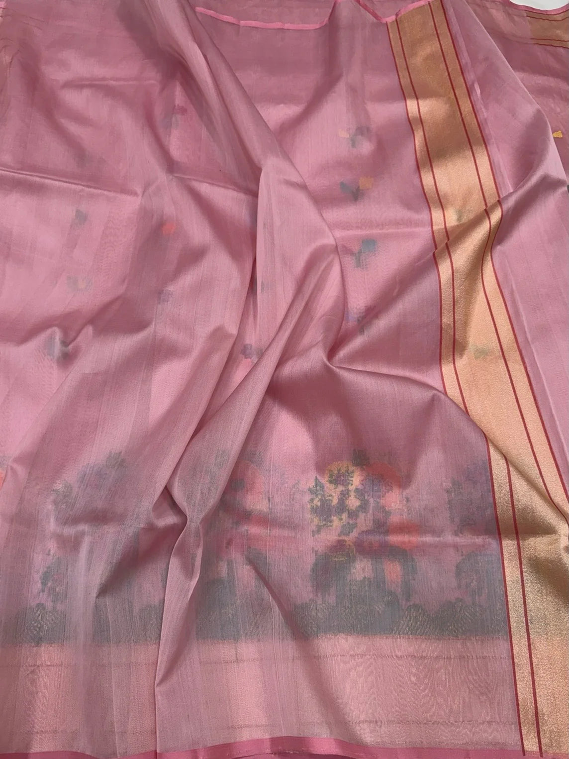 Gajiri Pink Handwoven Pure Banarasi Organza Silk Sari