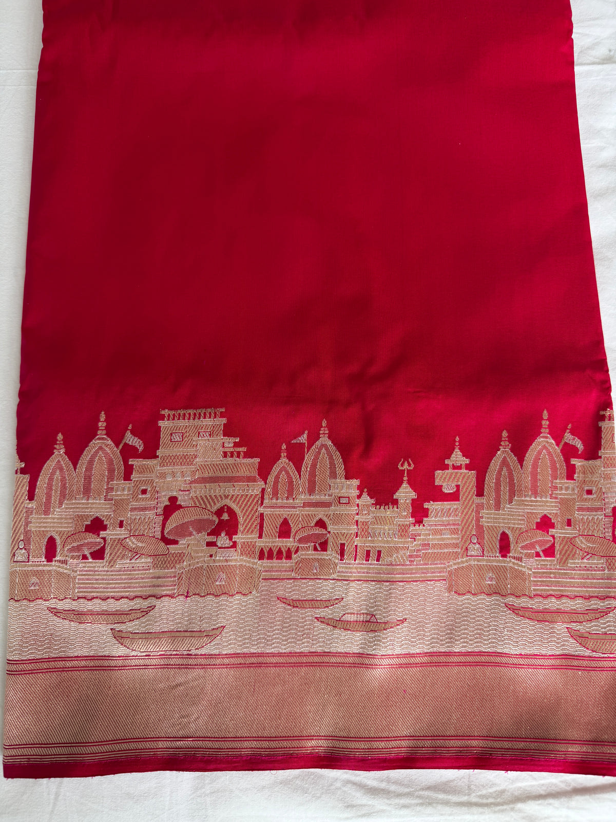 Rani Pink Pure Katan Silk Banarasi Handloom Sari — Ghat Motif