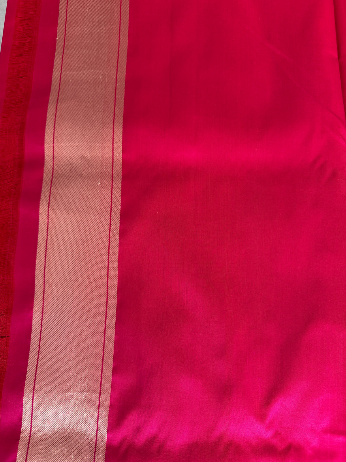 Rani Pink Pure Katan Silk Banarasi Handloom Sari — Ghat Motif